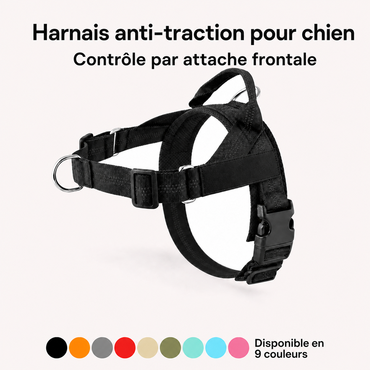Harnais anti-traction avec contrôle par attache frontale
