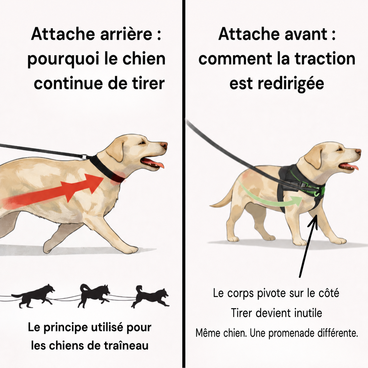Comparaison des attaches avant et arrière