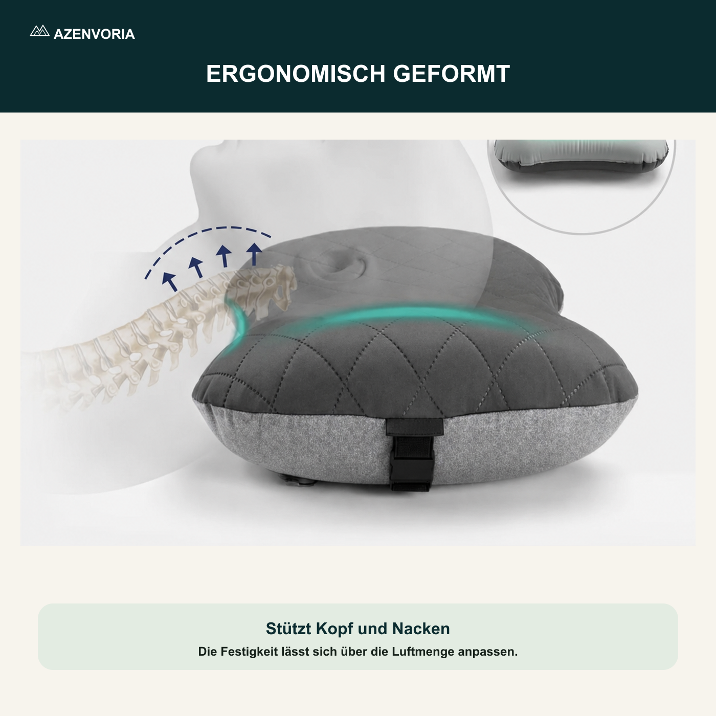 Ergonomisch geformtes Azenvoria Campingkissen