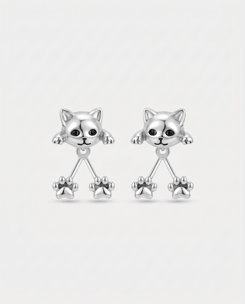 Tasslycka — silverfärgade kattörhängen